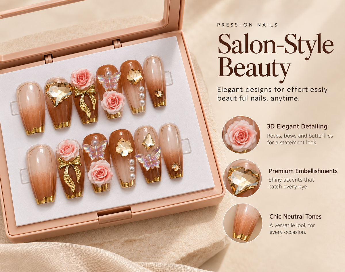 Rosé Butterfly Press-On Nails