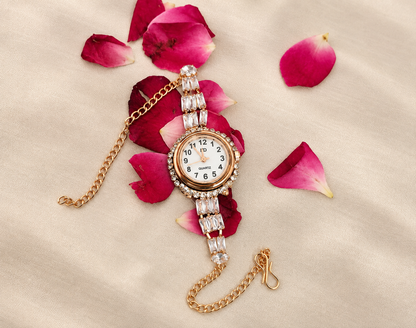 Rosé Crystal Chain Watch
