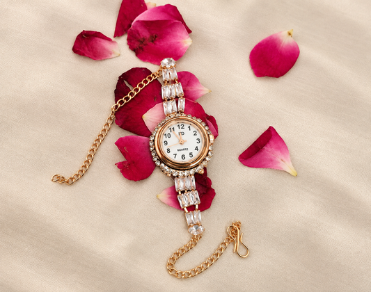 Rosé Crystal Chain Watch