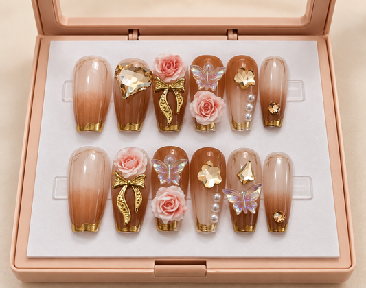 Rosé Butterfly Press-On Nails