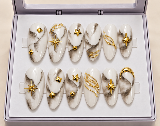 Marble Luxe Gold Press-On Nails
