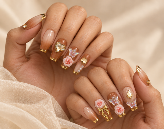 Rosé Butterfly Press-On Nails