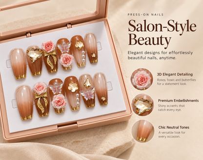 Rosé Butterfly Press-On Nails